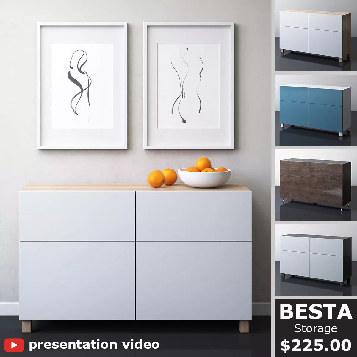 BESTA Storage combination with doors and drawers 3D model_0