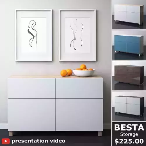 BESTA Storage combination with doors and drawers 3D model
