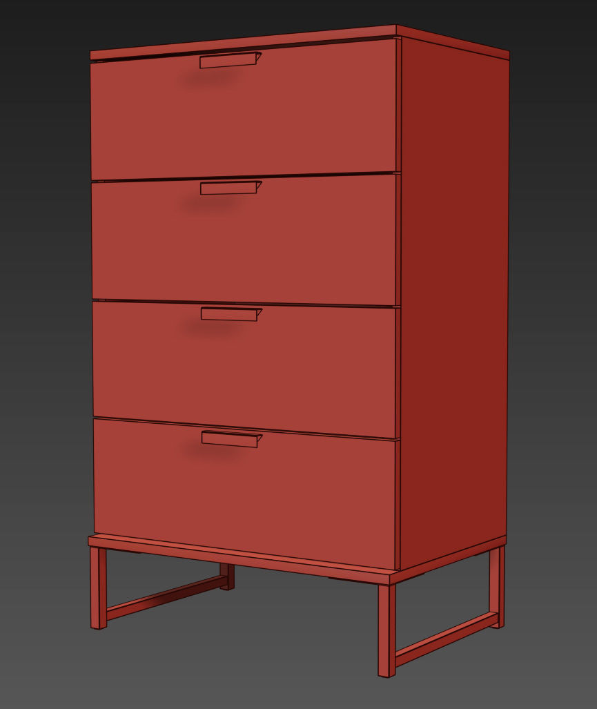 TRYSIL 4-drawer chest 3D model_7