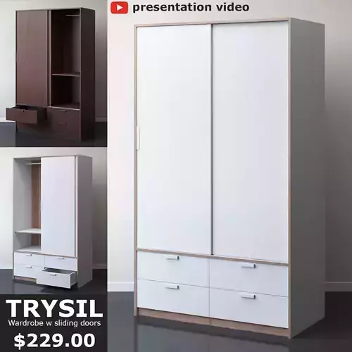 TRYSIL Wardrobe with sliding doors  3D model