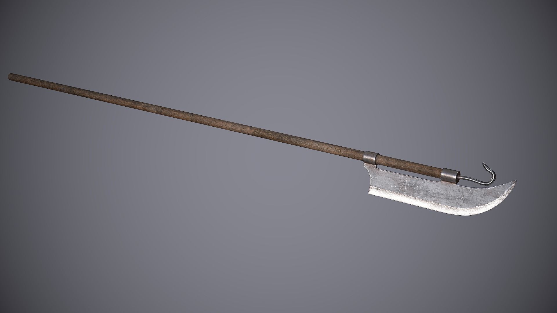 Medieval Polearm Lochaber Low-poly 3D model_6