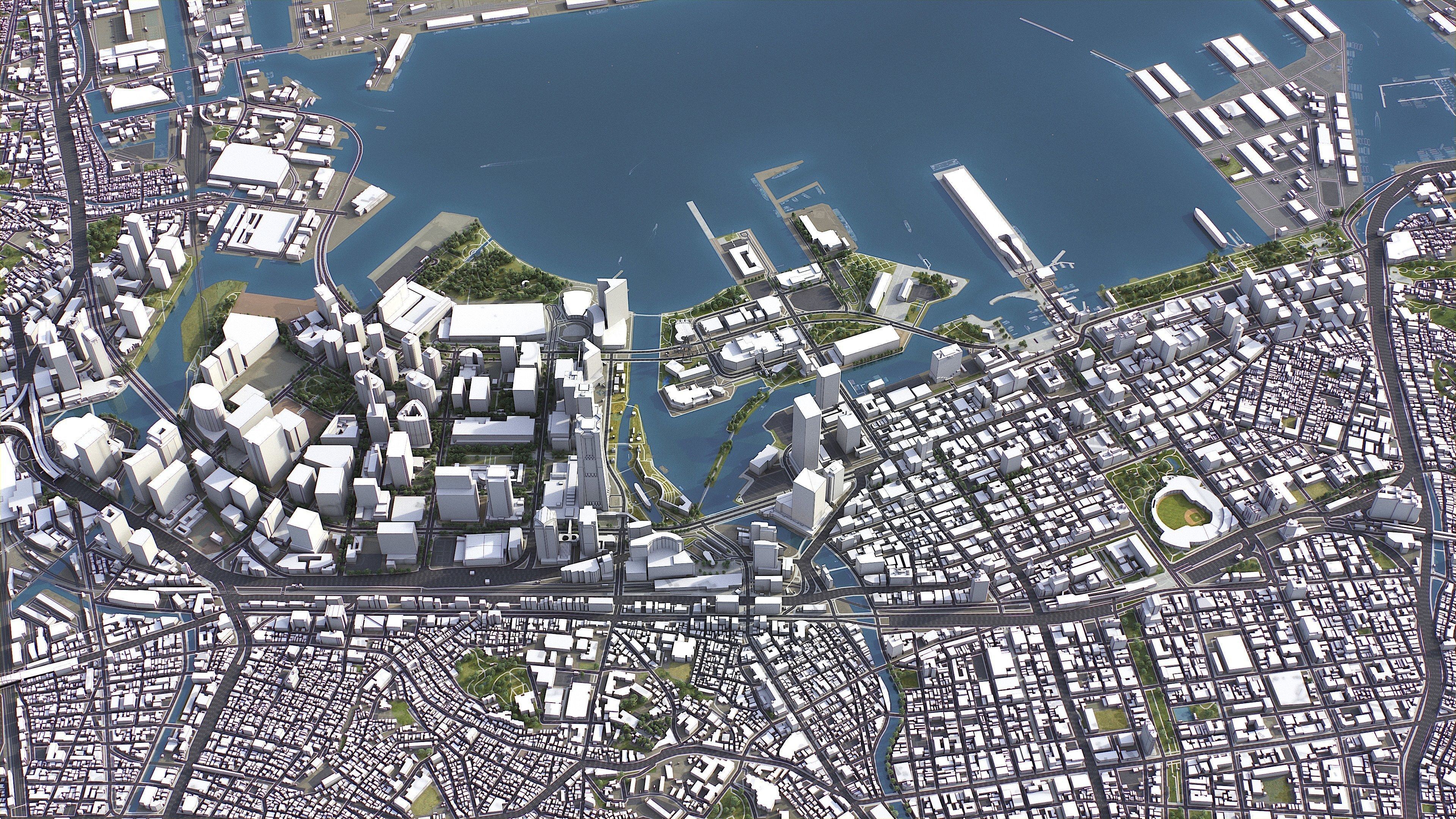 Yokohama - 3D City Model Low-poly 3D model_3