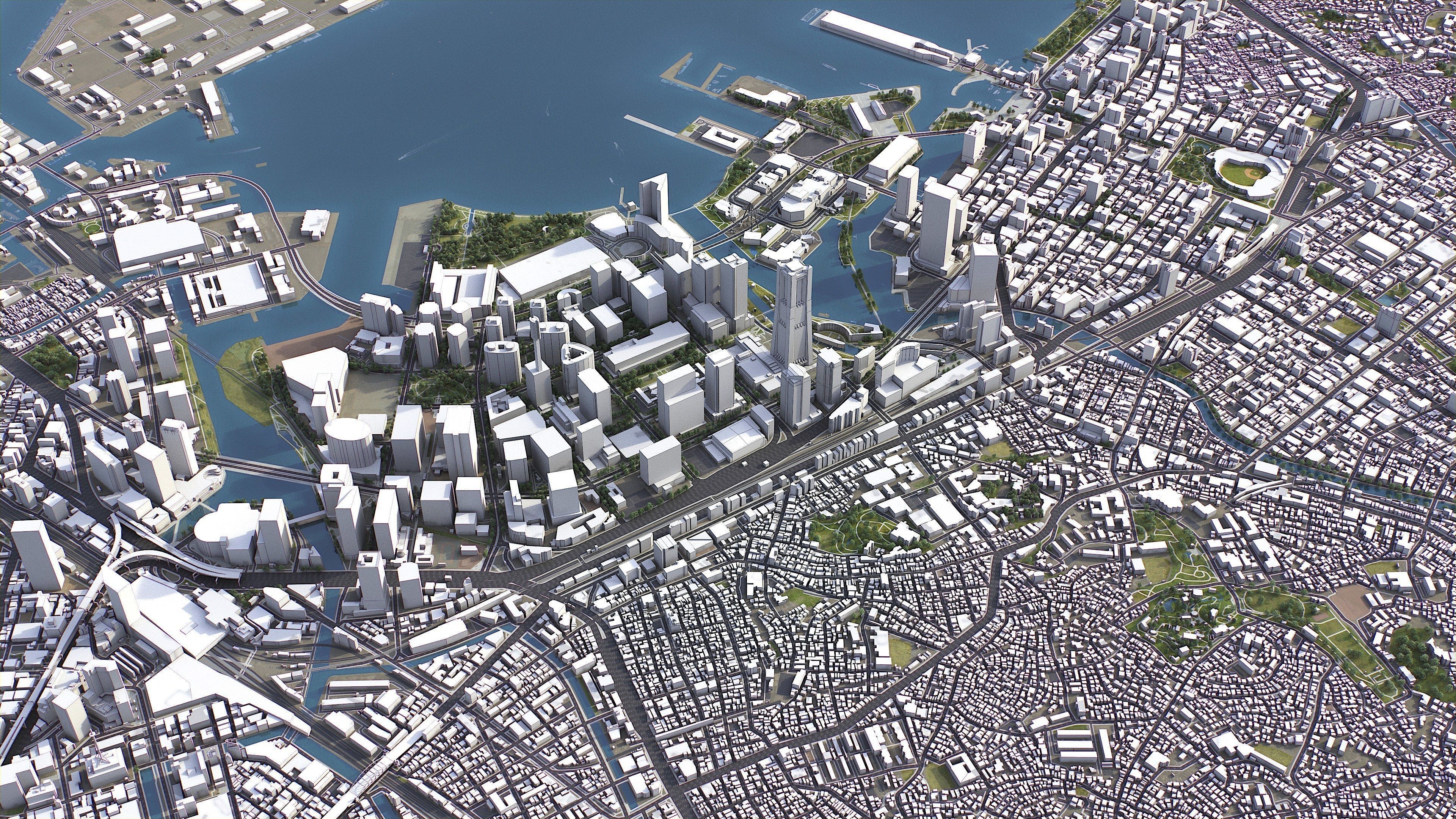 Yokohama - 3D City Model Low-poly 3D model_4