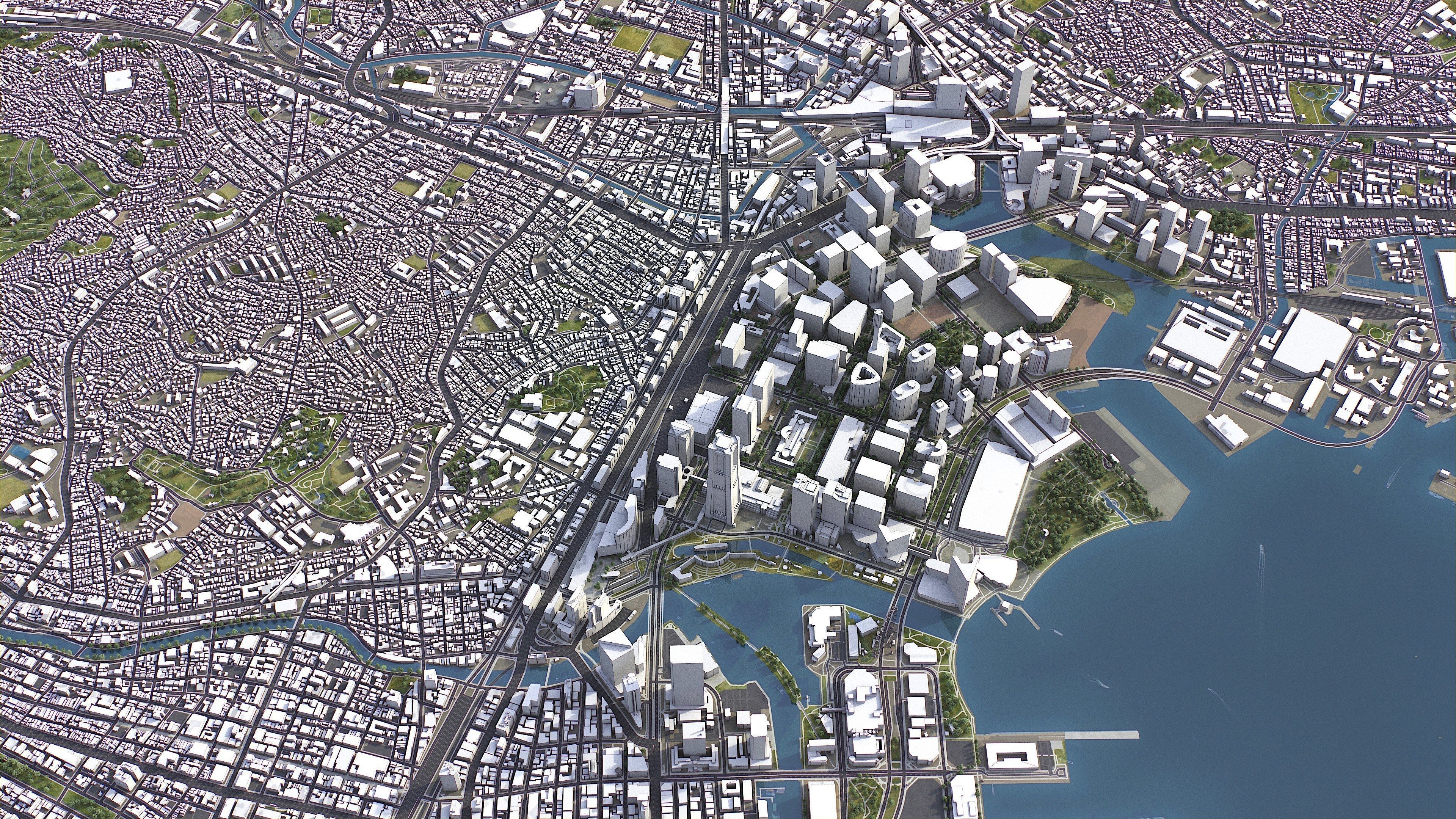 Yokohama - 3D City Model Low-poly 3D model_8
