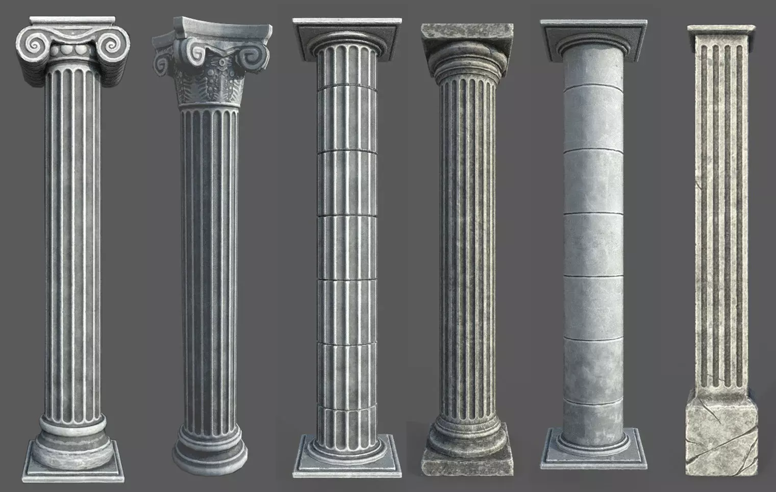 9 Roman Columns Low-poly 3D model_0