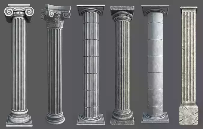 9  Roman Columns Low-poly 3D model