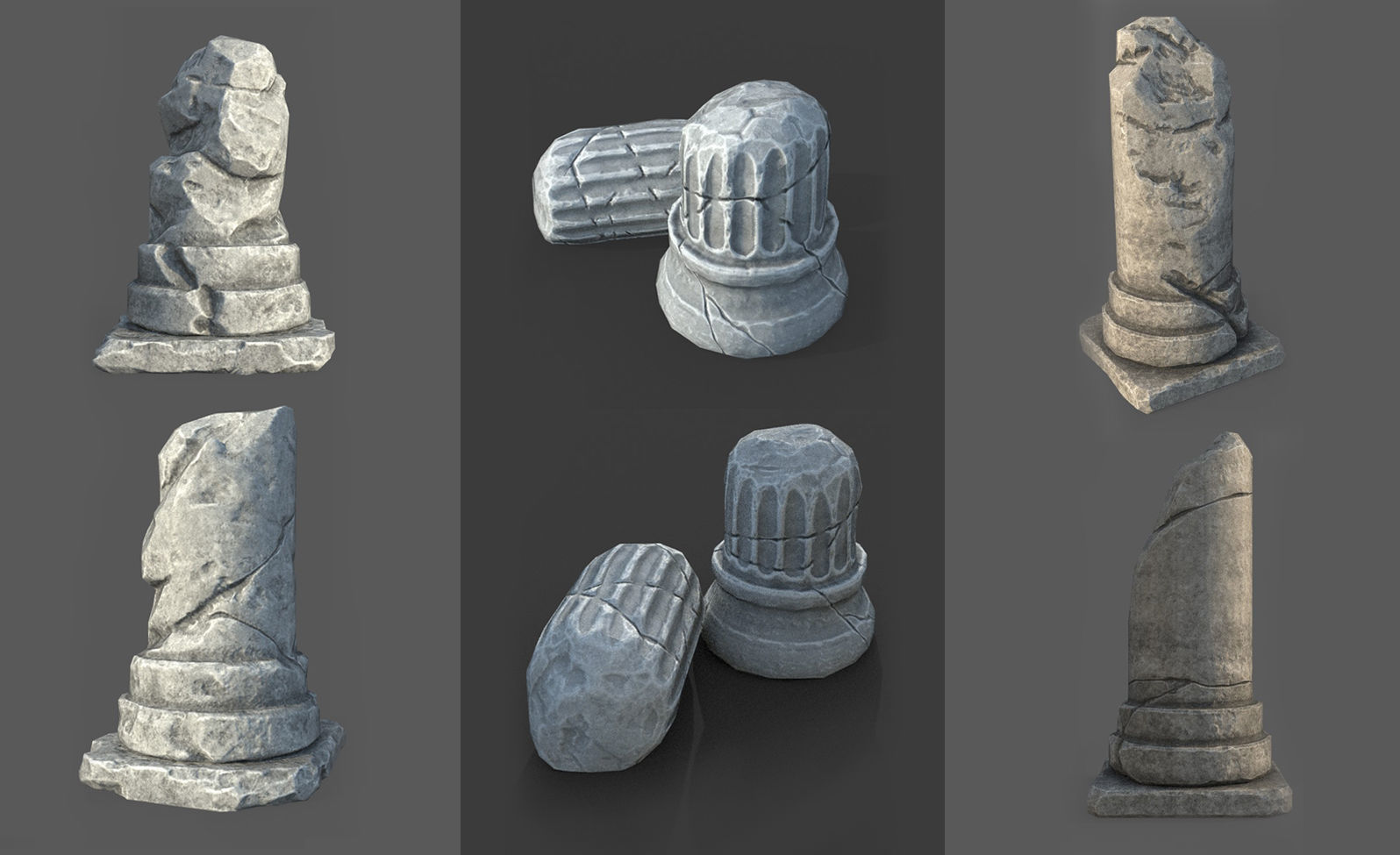 9 Roman Columns Low-poly 3D model_1