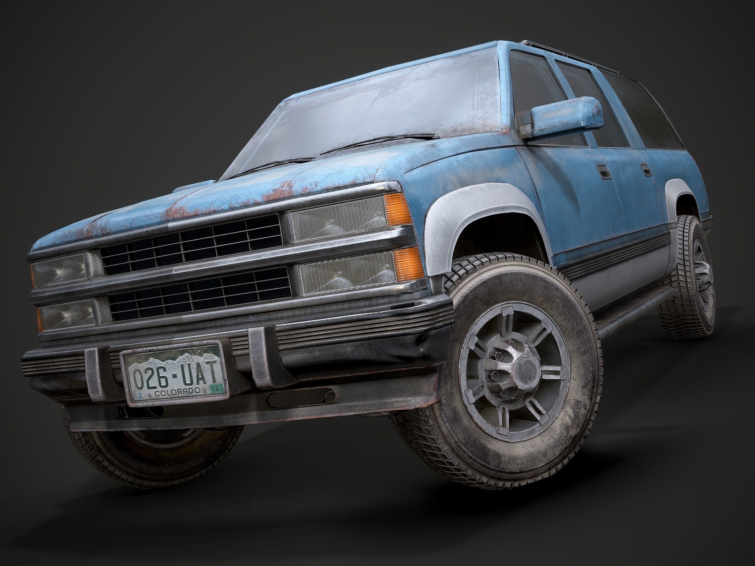 Old Suv car low poly Low-poly 3D model_2