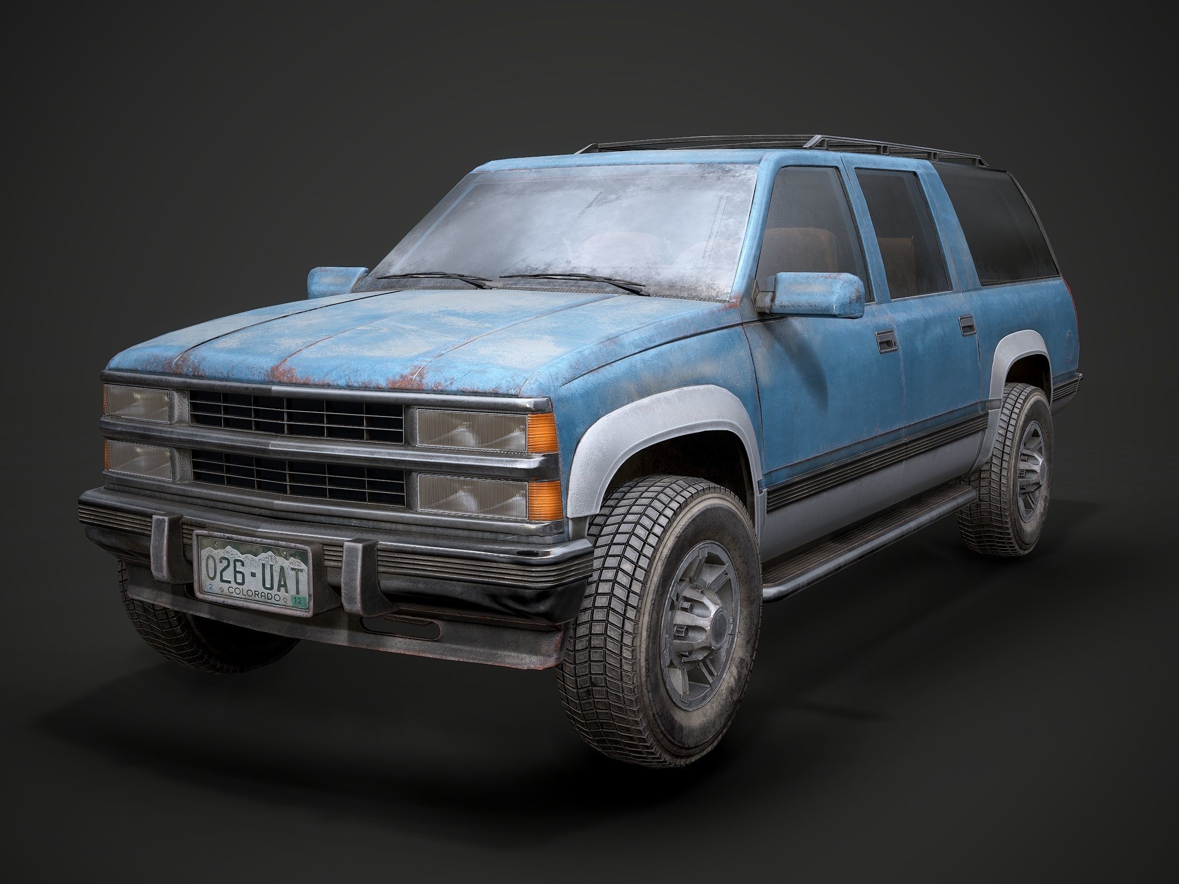 Old Suv car low poly Low-poly 3D model_1