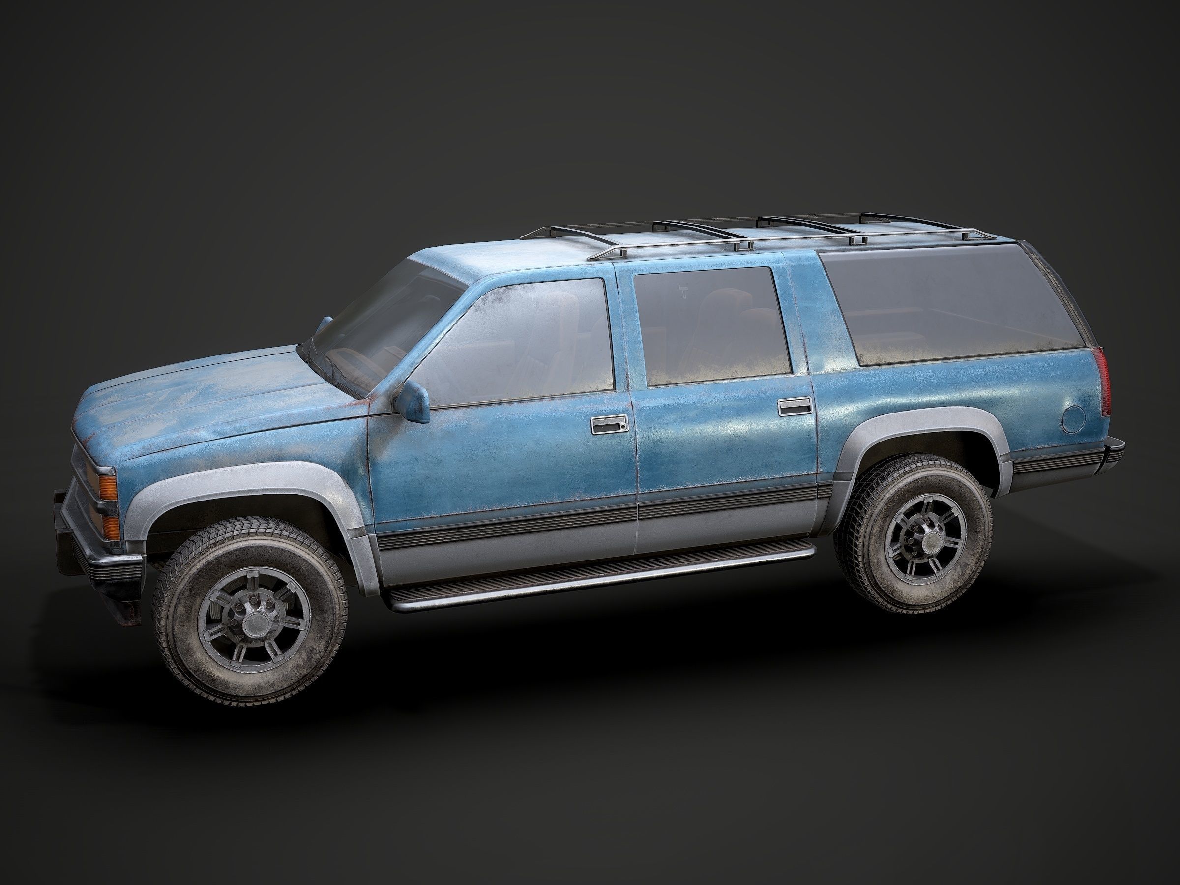 Old Suv car low poly Low-poly 3D model_4