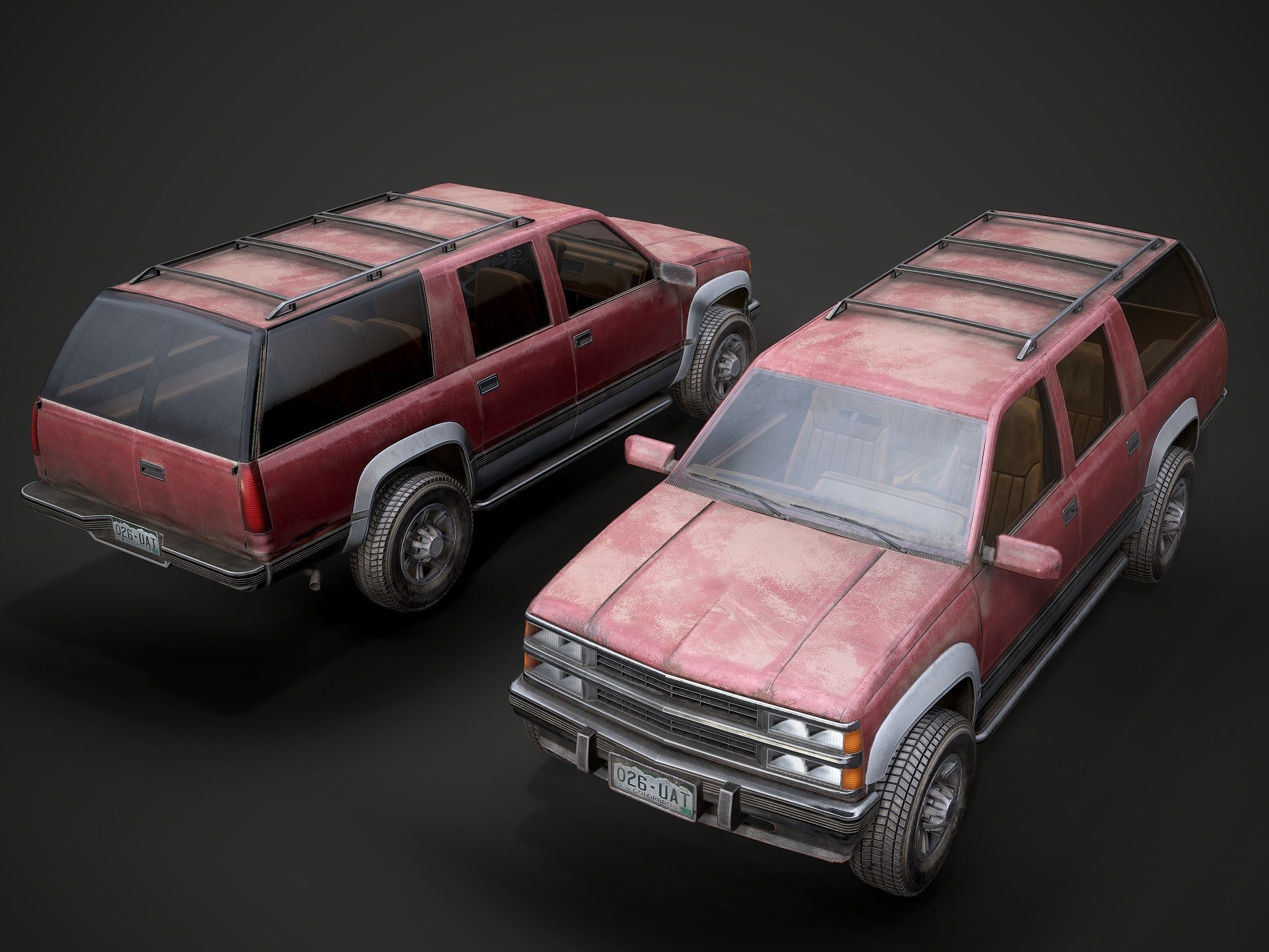 Old Suv car low poly Low-poly 3D model_11
