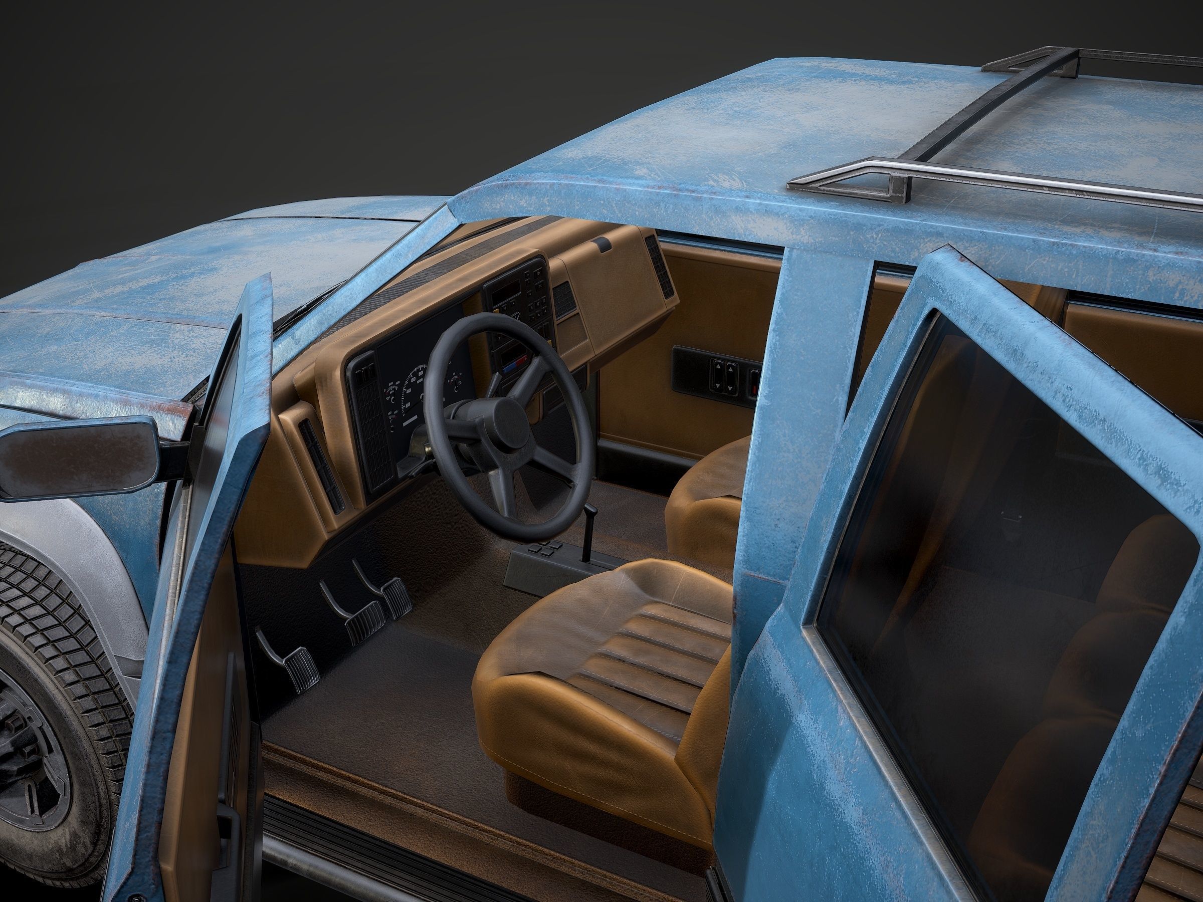 Old Suv car low poly Low-poly 3D model_9