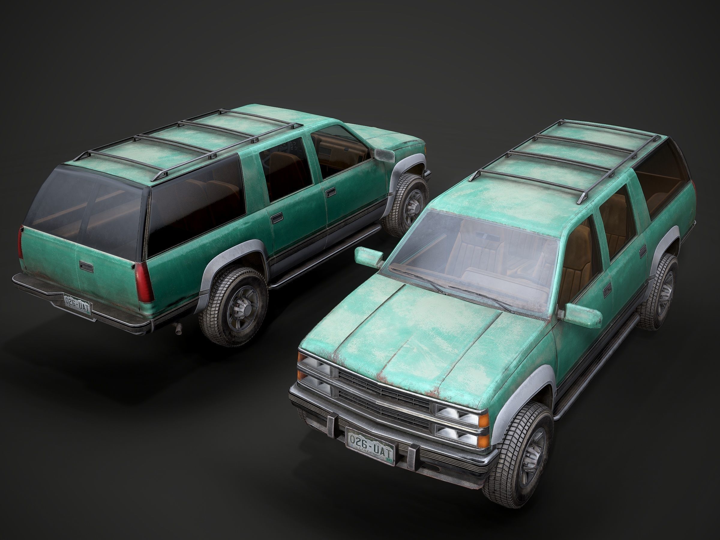 Old Suv car low poly Low-poly 3D model_13