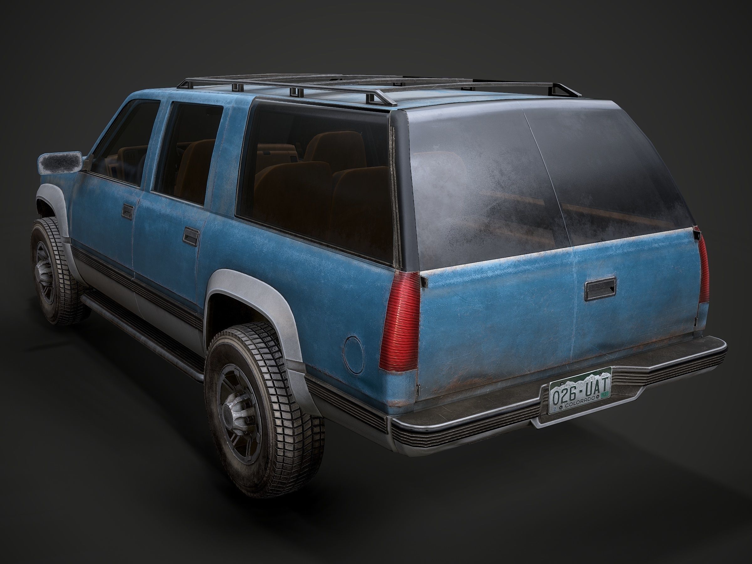 Old Suv car low poly Low-poly 3D model_6