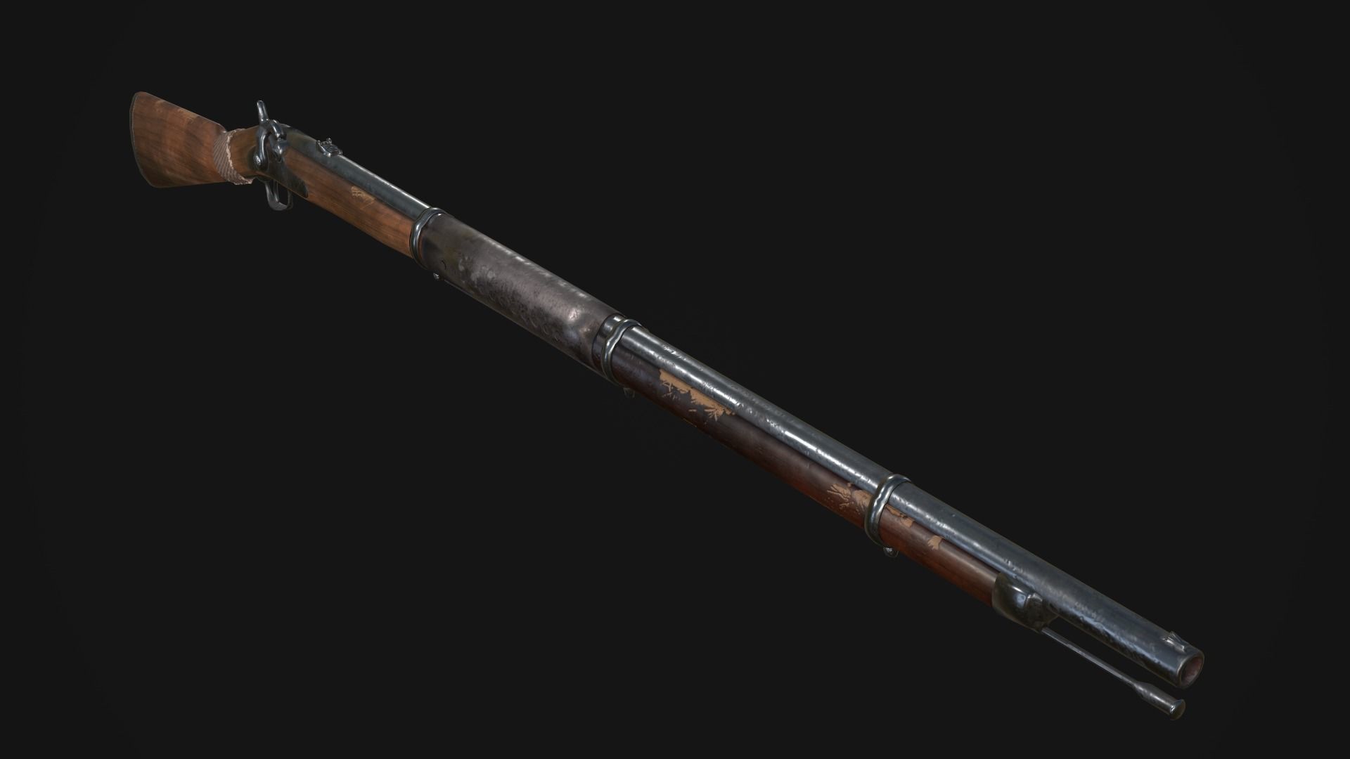 Gun Rifle Low Poly Game Ready Low-poly 3D model_6