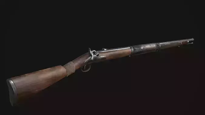 Gun Rifle Low Poly Game Ready