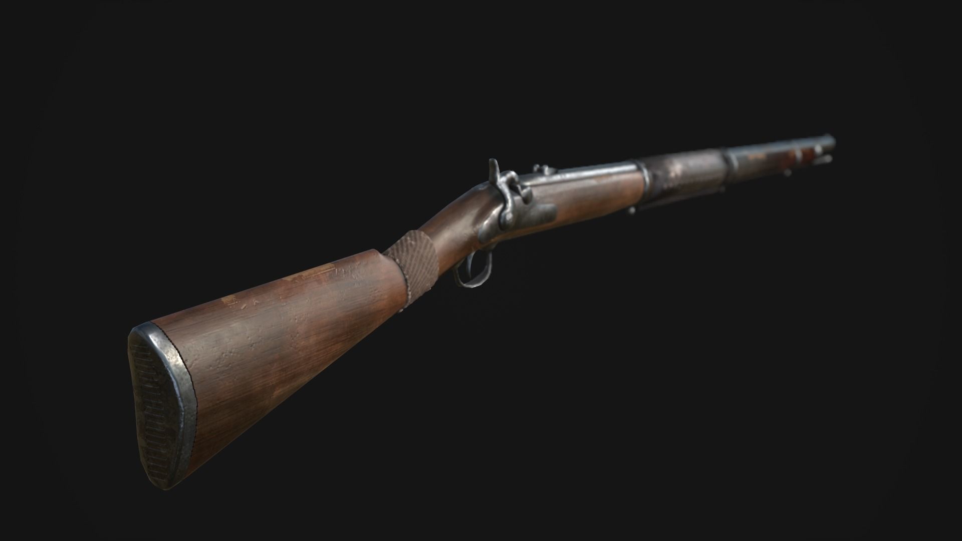 Gun Rifle Low Poly Game Ready Low-poly 3D model_4