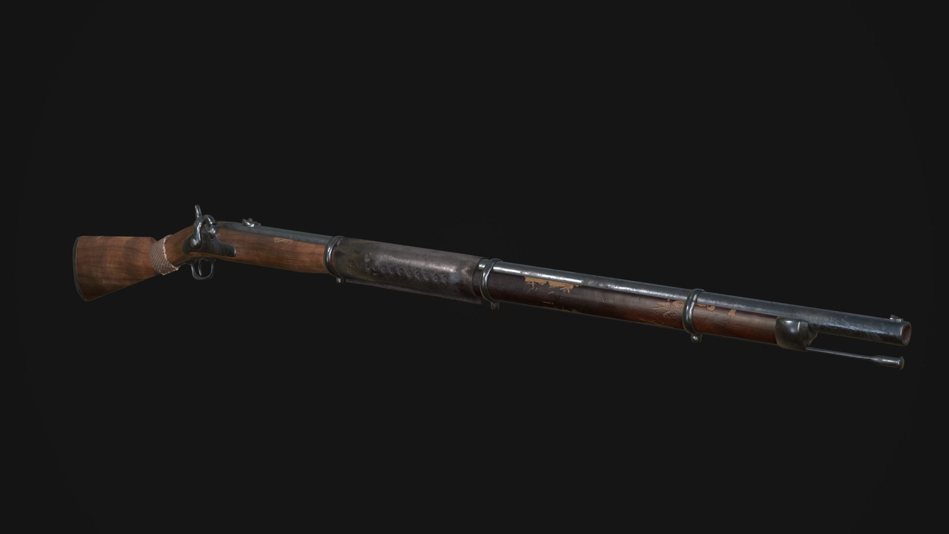 Gun Rifle Low Poly Game Ready Low-poly 3D model_2