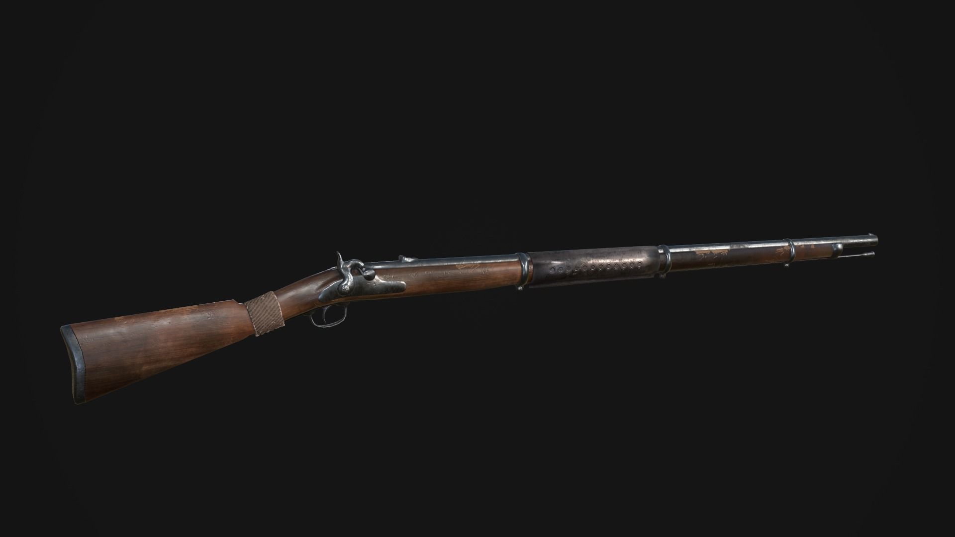 Gun Rifle Low Poly Game Ready Low-poly 3D model_1