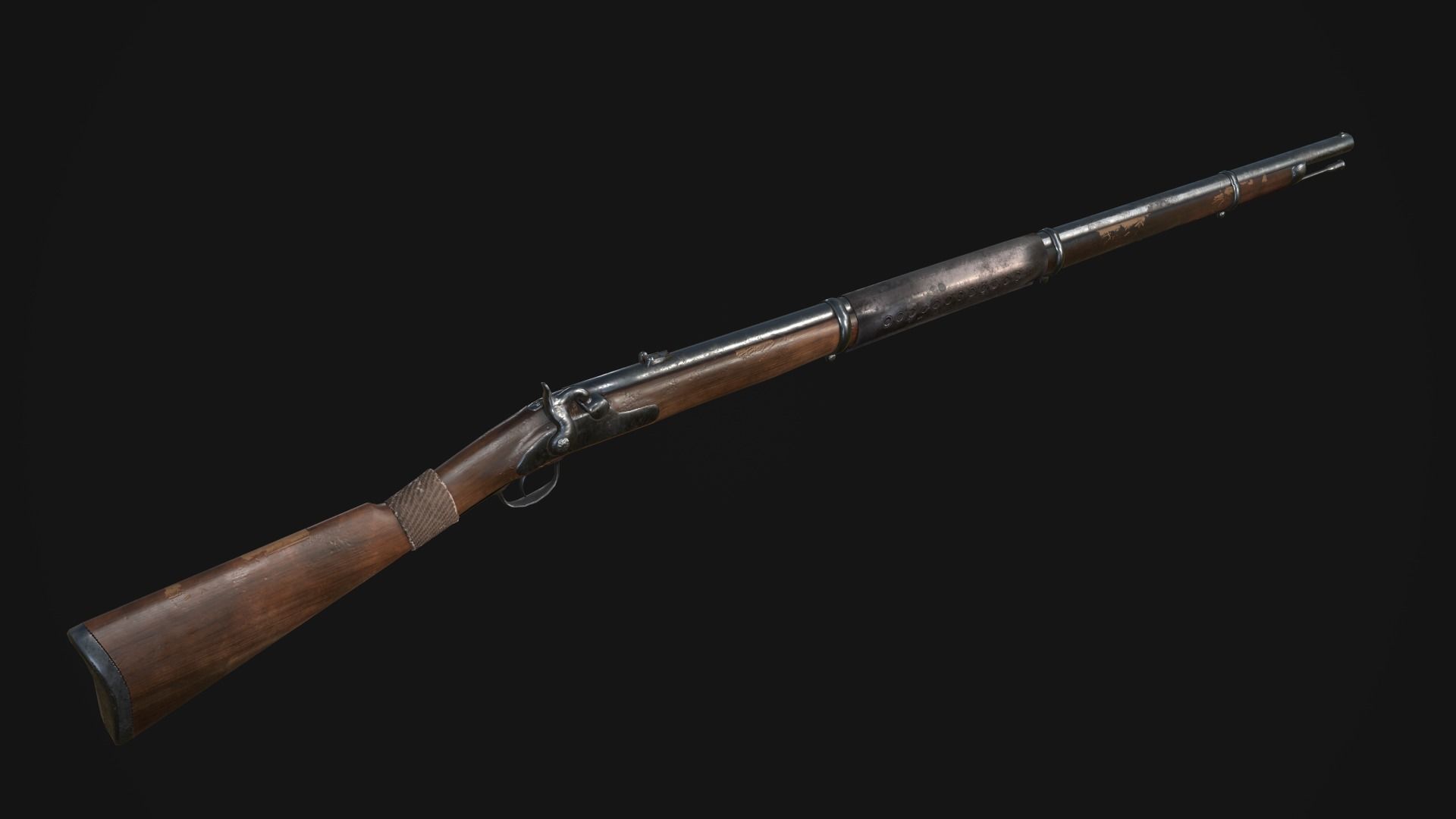 Gun Rifle Low Poly Game Ready Low-poly 3D model_3