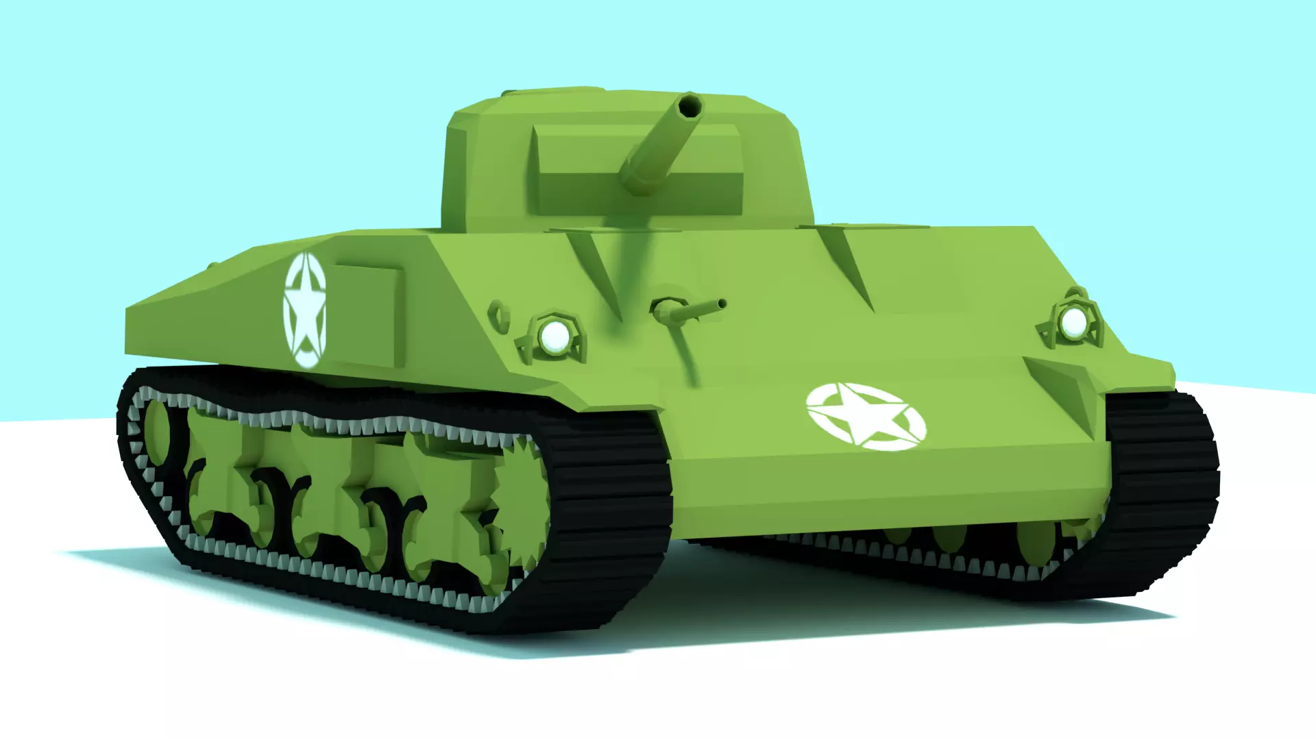 M4 Sherman Tank Low-poly 3D Model for mobile game and VR  Low-poly 3D model_0