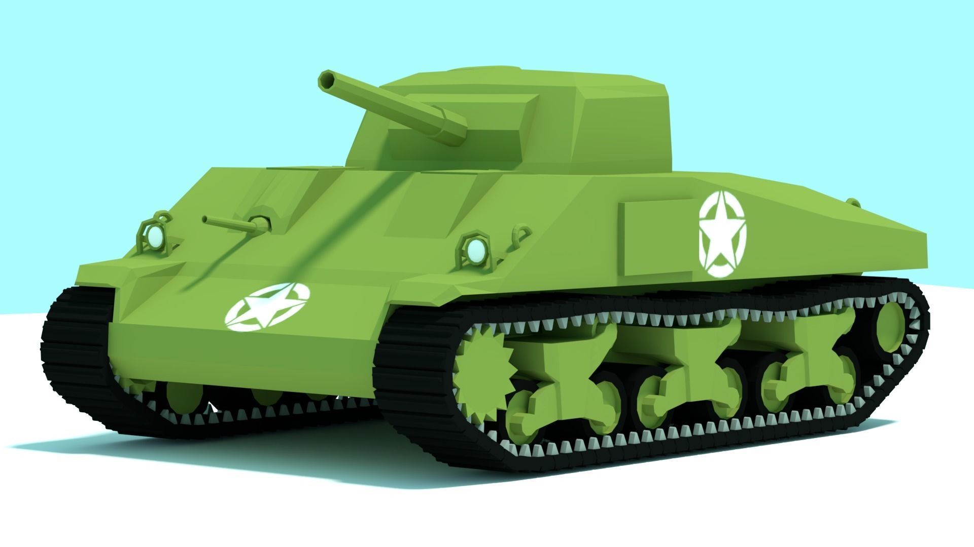 M4 Sherman Tank Low-poly 3D Model for mobile game and VR  Low-poly 3D model_1