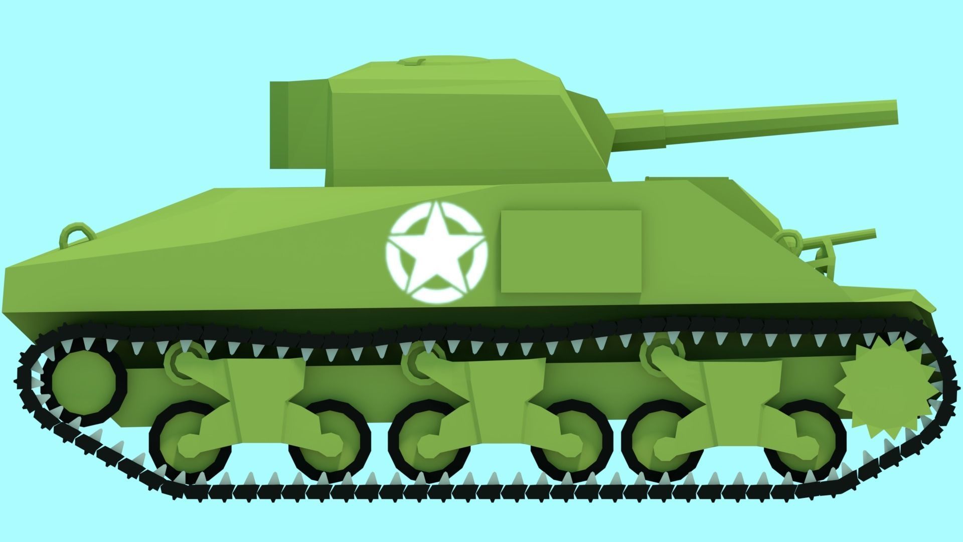 M4 Sherman Tank Low-poly 3D Model for mobile game and VR  Low-poly 3D model_5