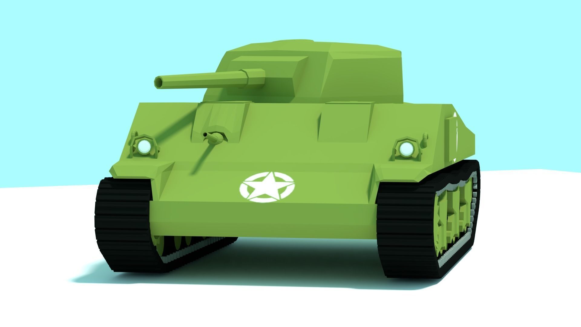 M4 Sherman Tank Low-poly 3D Model for mobile game and VR  Low-poly 3D model_2