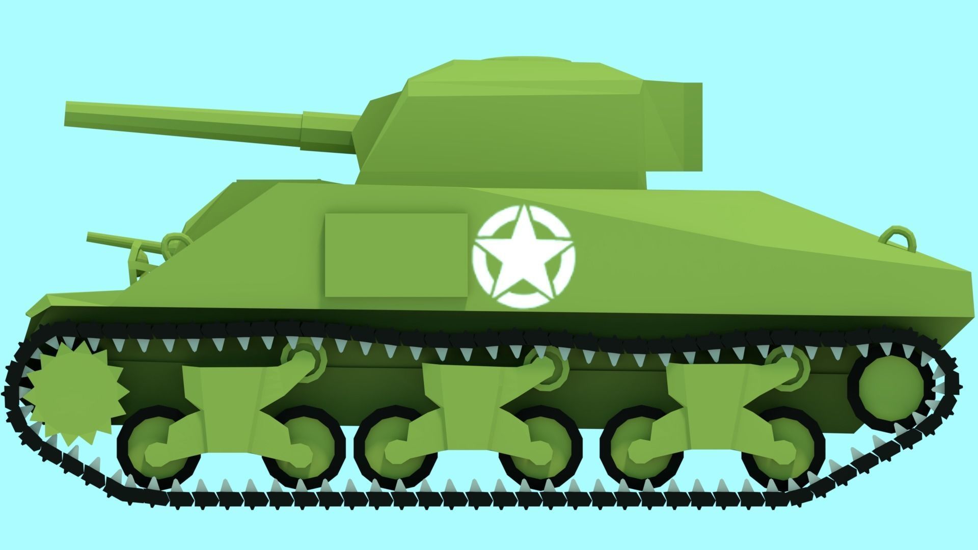 M4 Sherman Tank Low-poly 3D Model for mobile game and VR  Low-poly 3D model_4