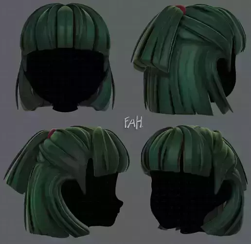 3D Hair style for girl V63 Low-poly 3D model