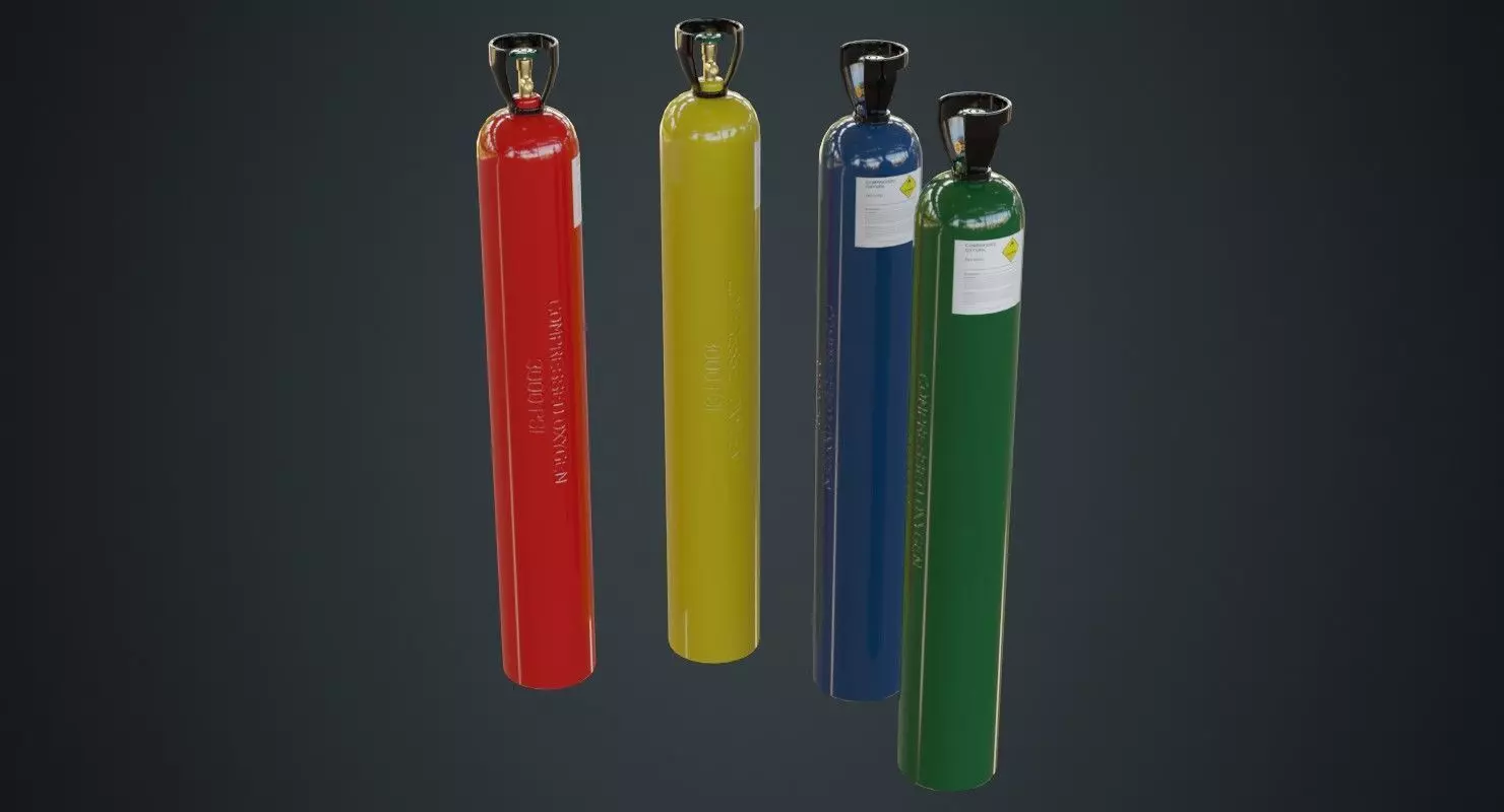 Gas Cylinder 2A Low-poly 3D model_0