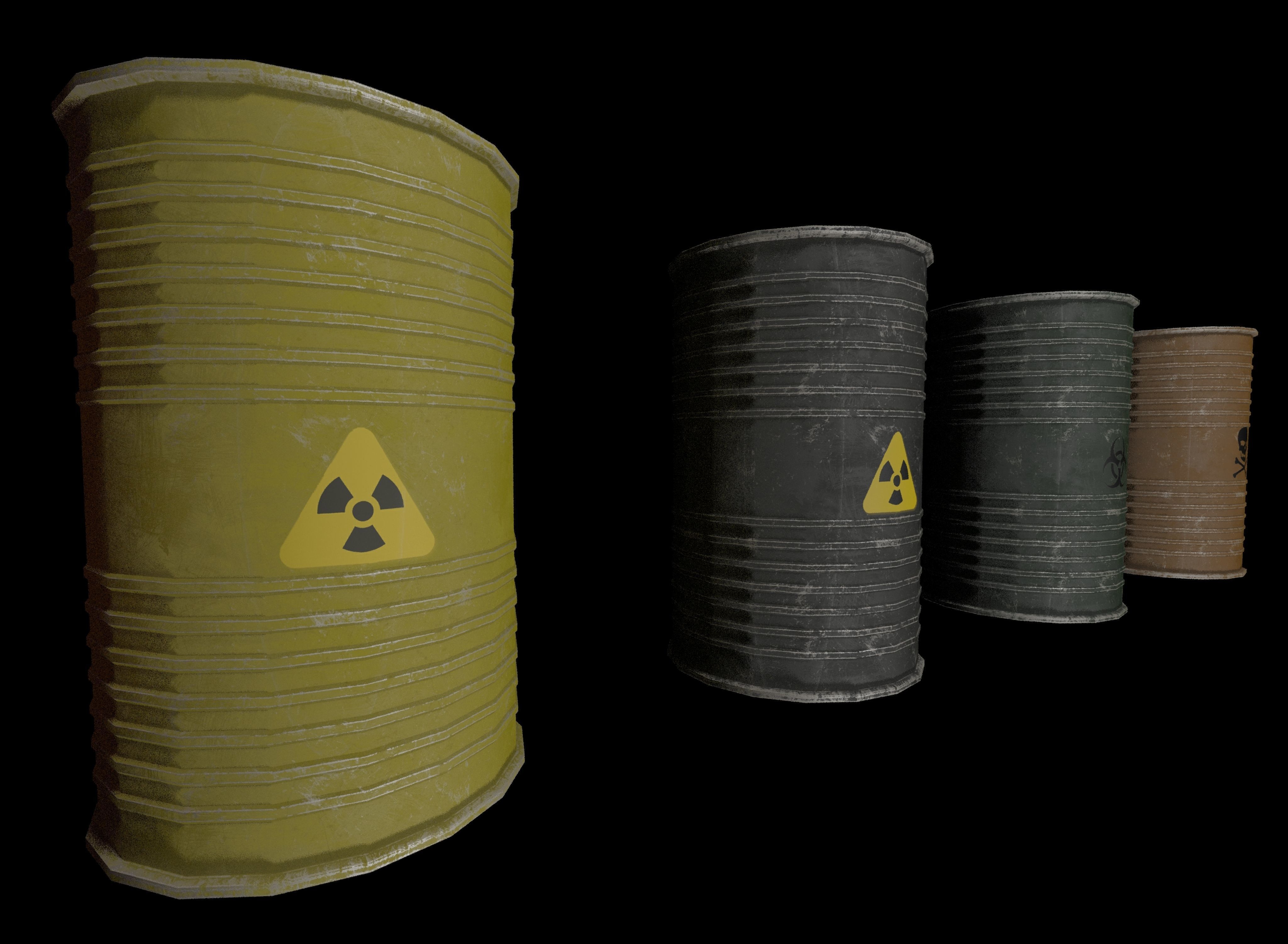 Danger oil barrels set Low-poly 3D model_8