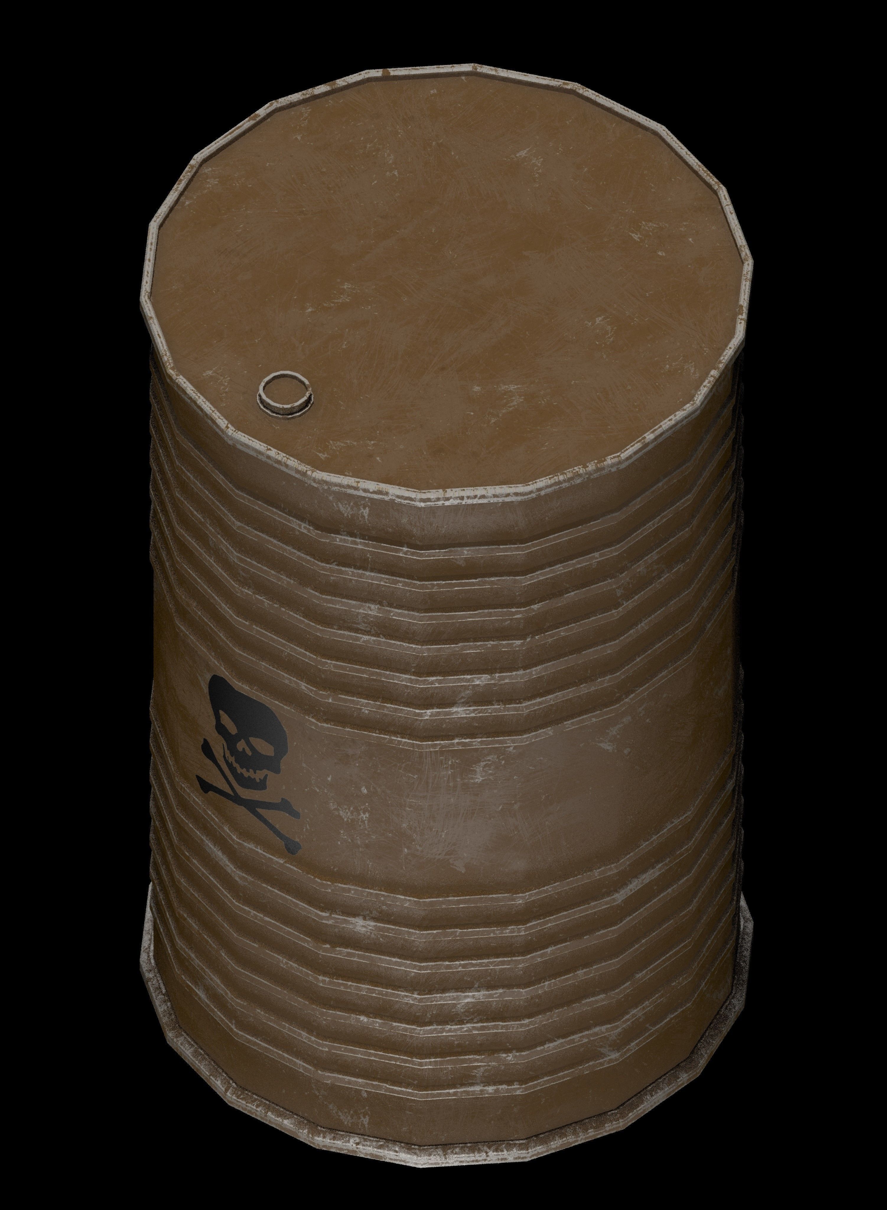 Danger oil barrels set Low-poly 3D model_16