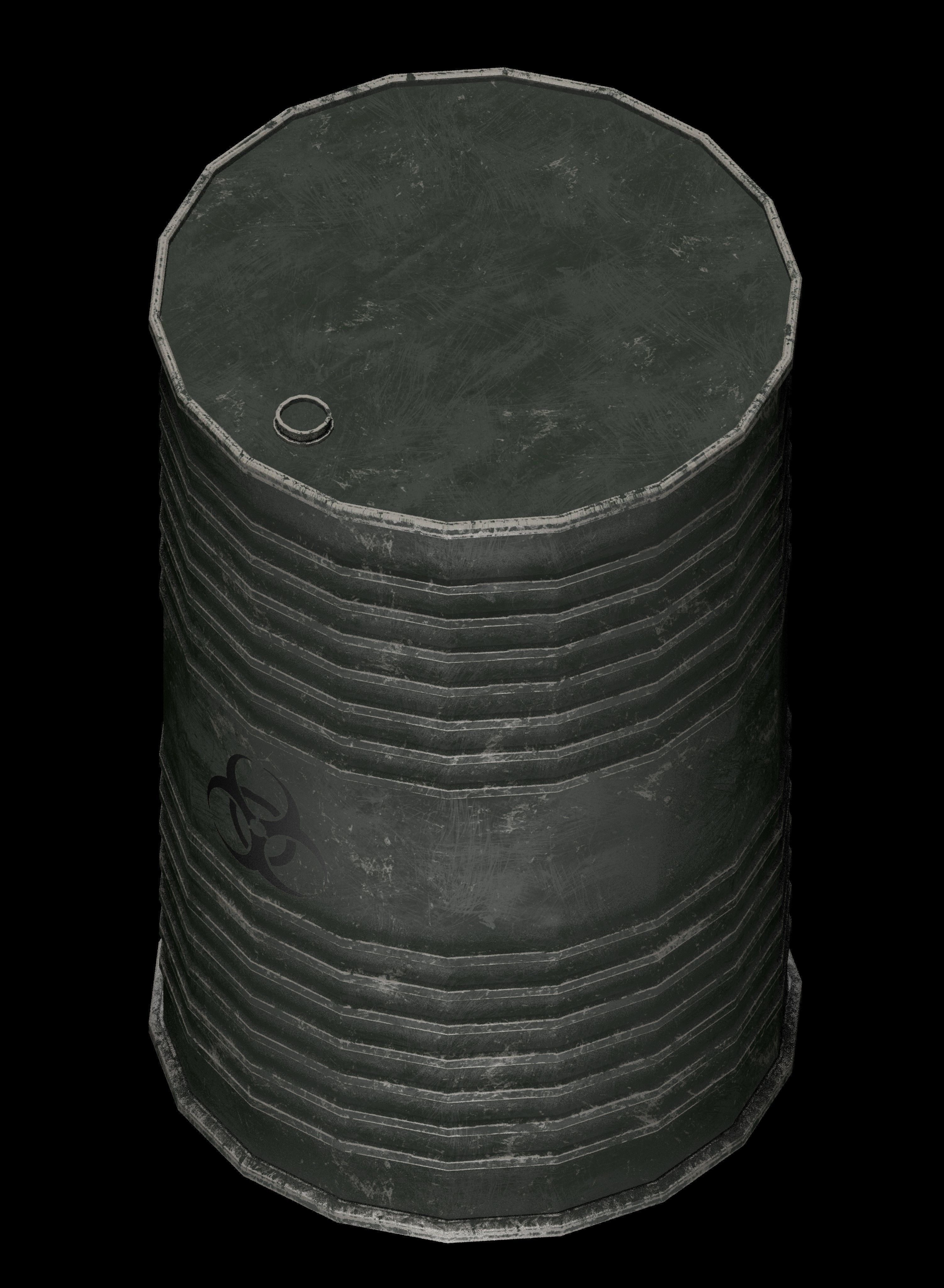Danger oil barrels set Low-poly 3D model_15