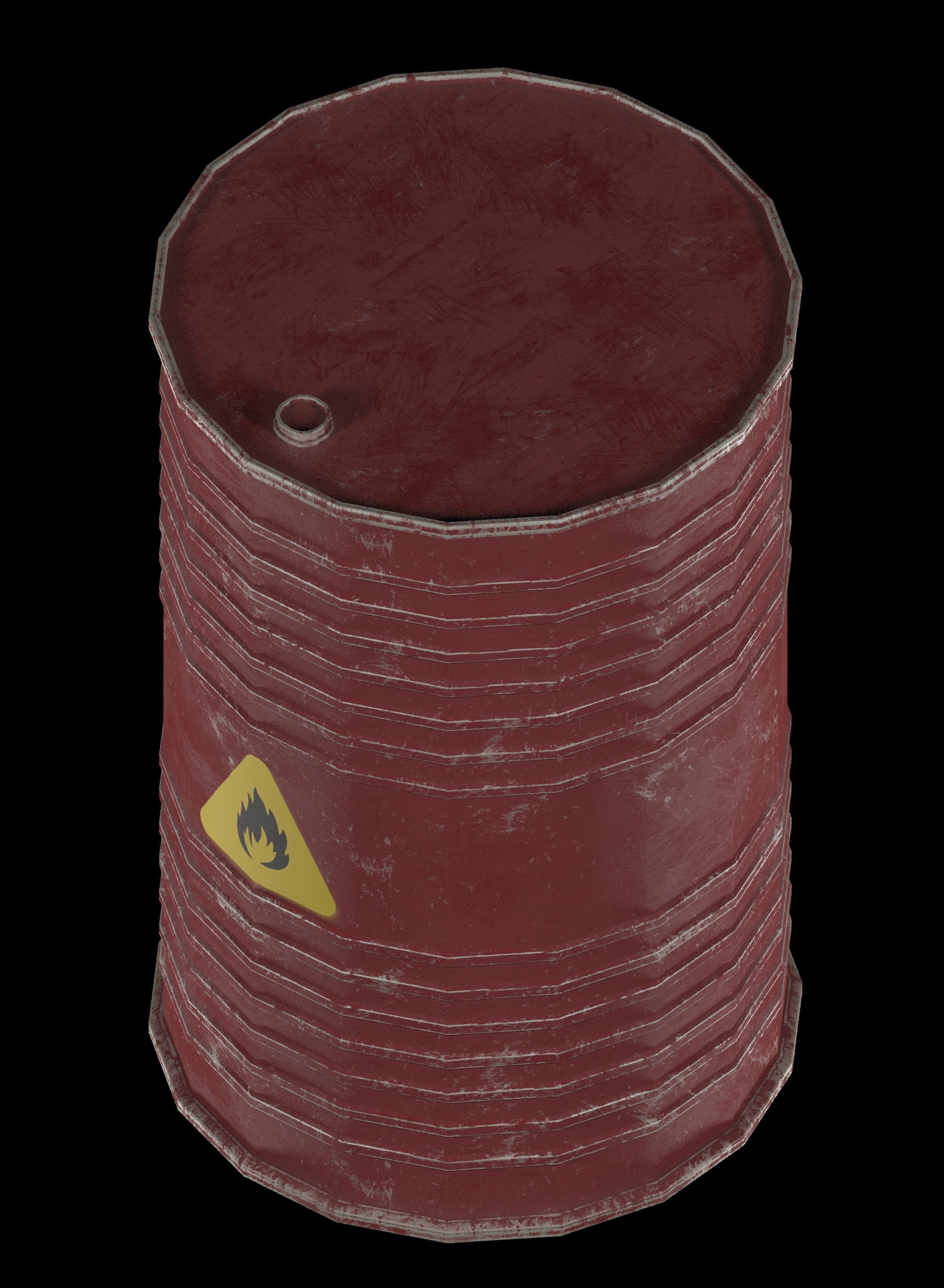 Danger oil barrels set Low-poly 3D model_12
