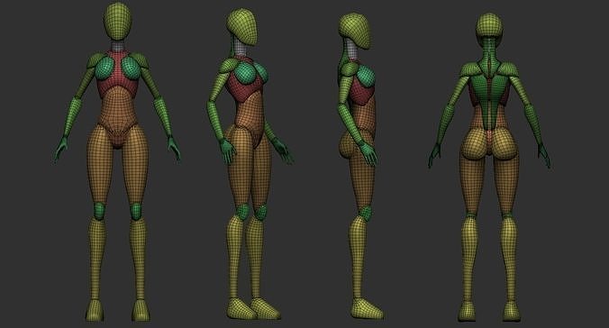 Stylized blockout woman body Free 3D model