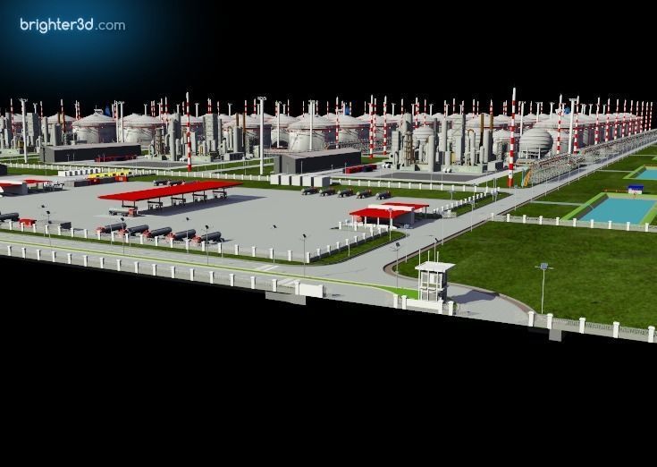 refinery industry area with ship 3D model_2