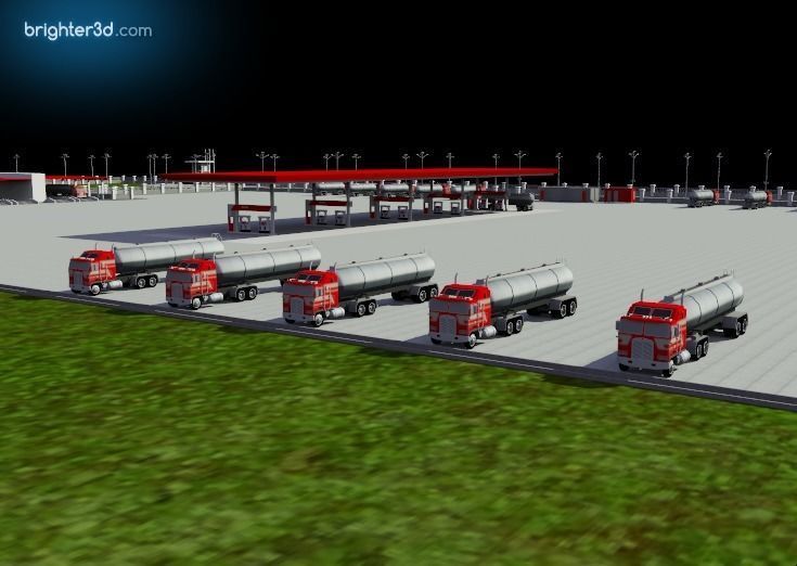 refinery industry area with ship 3D model_5