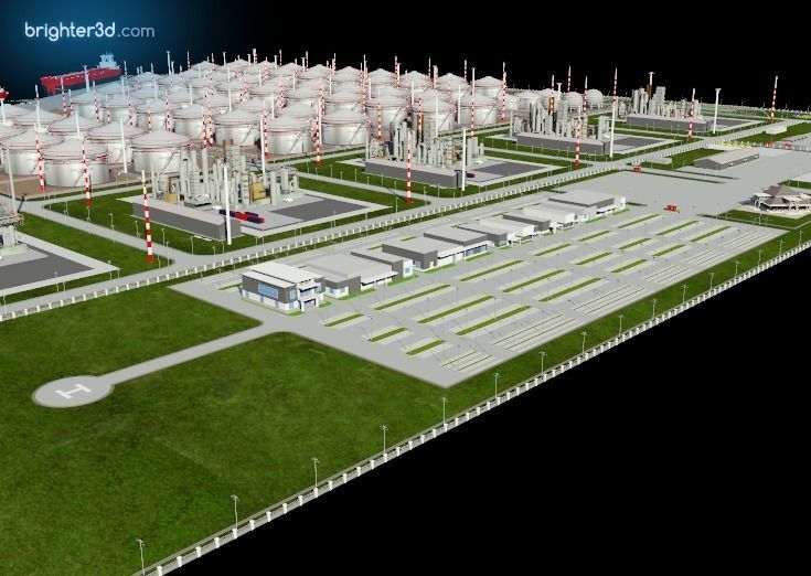 refinery industry area with ship 3D model_3