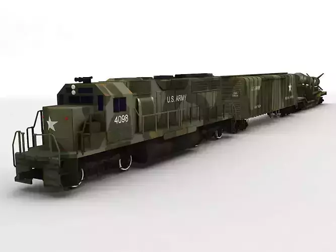 Military US Army Train Locomotive Missile Cargo Green Camouflage