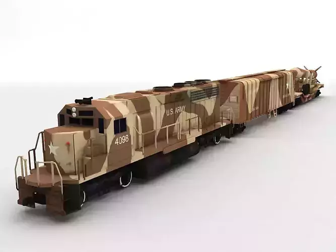 Military US Army Train 3 Cars Locomotive Desert Camouflage