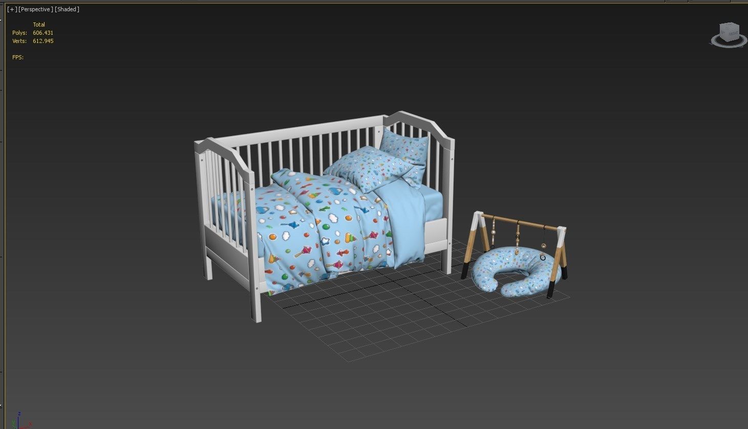 Baby Bed 3D model_6