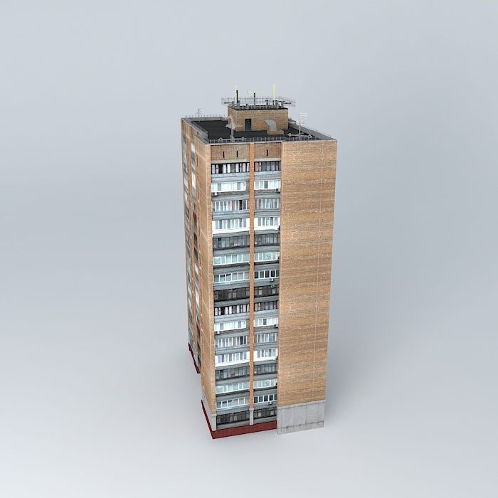 Residential building on country 27 Free 3D model_1