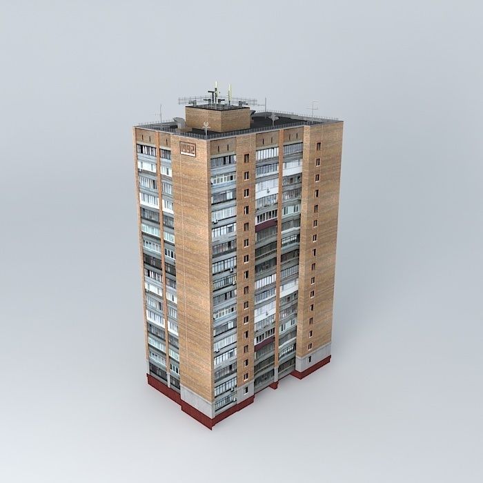 Residential building on country 27 Free 3D model_2