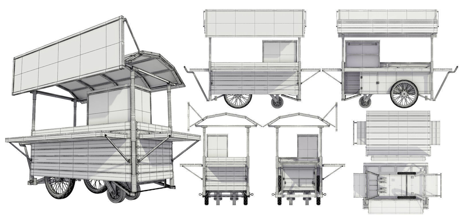 Hawker stall 3D model_2