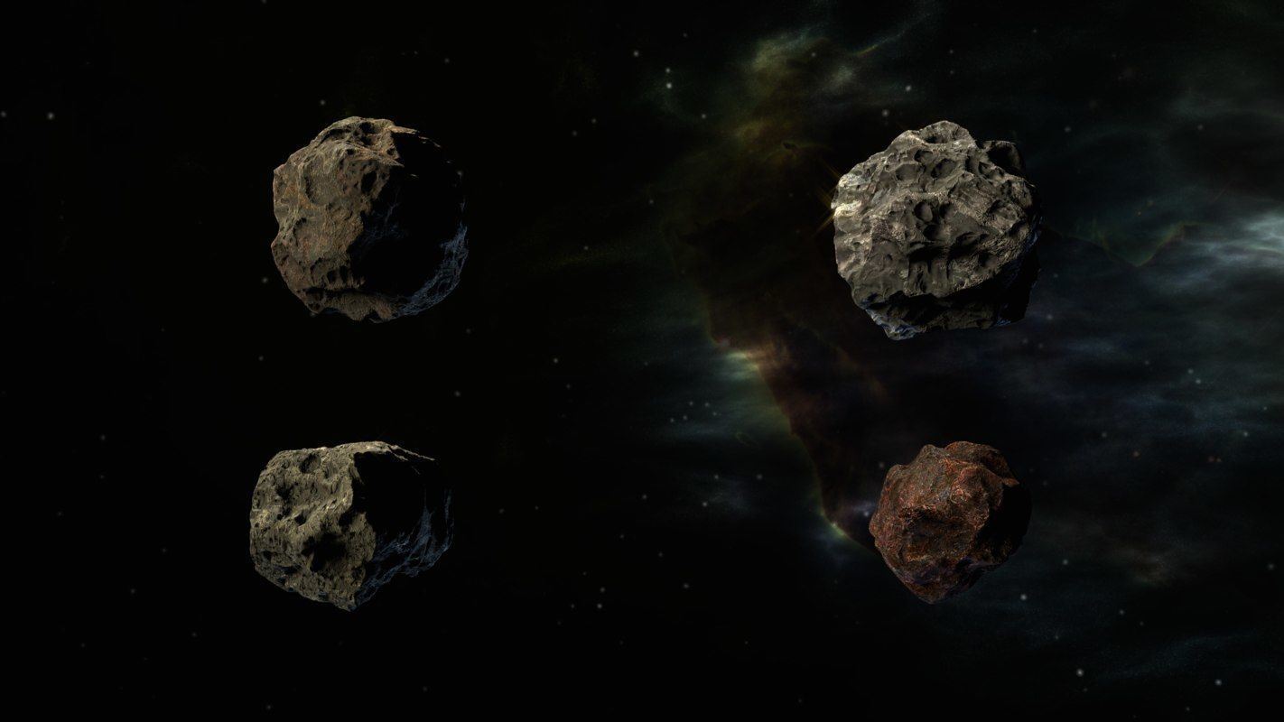 3D asteroids pack model Free low-poly 3D model_3