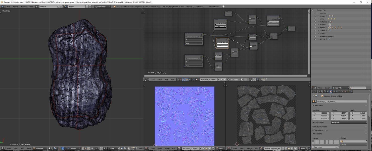 3D asteroids pack model Free low-poly 3D model_10
