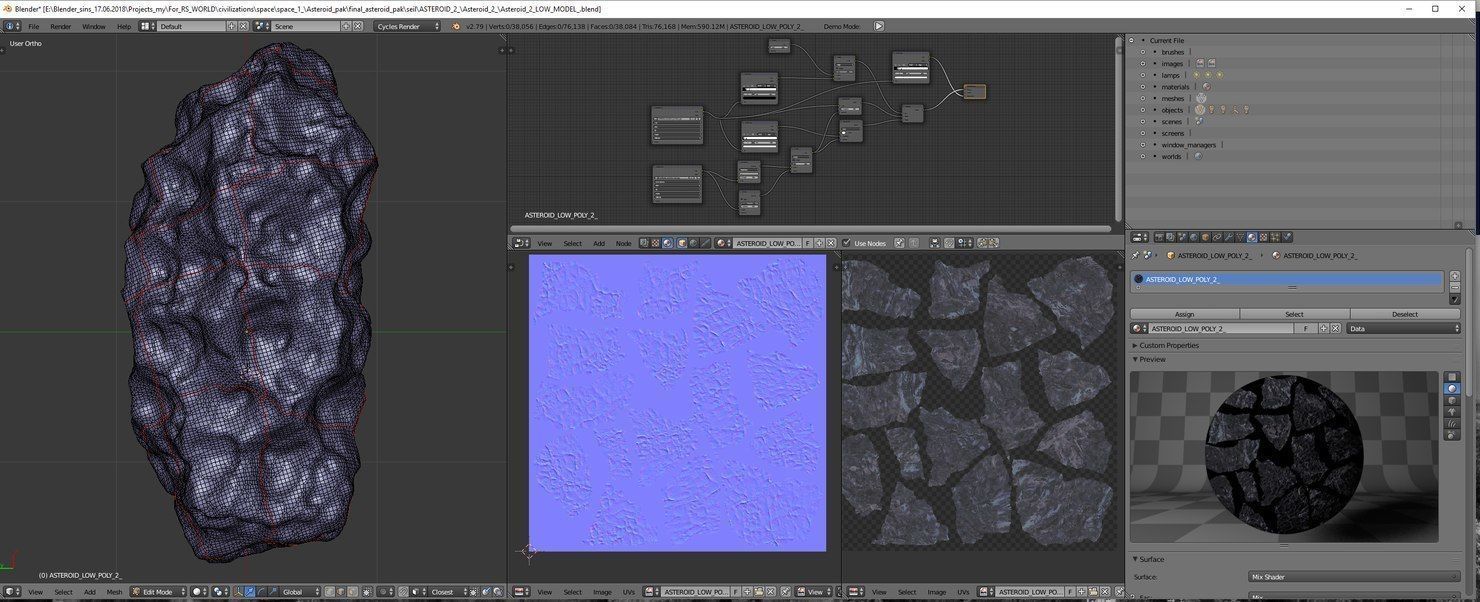 3D asteroids pack model Free low-poly 3D model_8