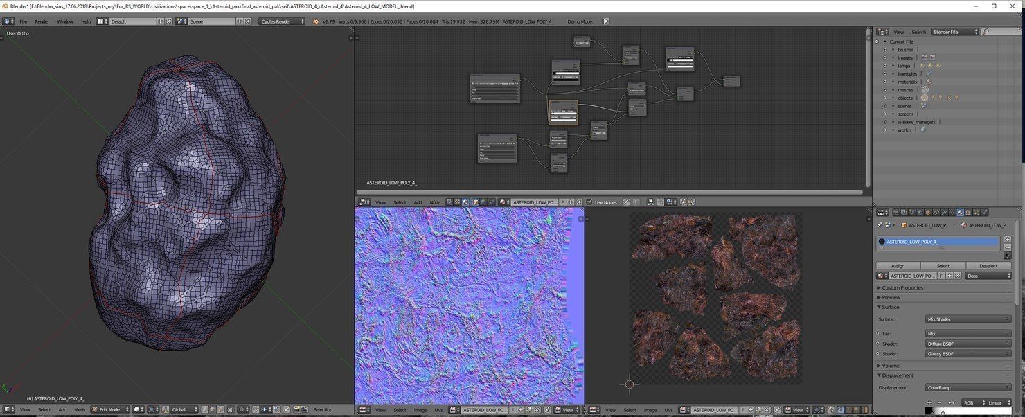 3D asteroids pack model Free low-poly 3D model_12