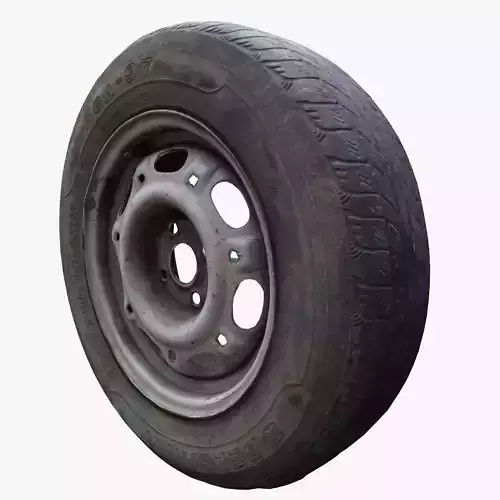 Old car wheels 3D model Low-poly 3D model